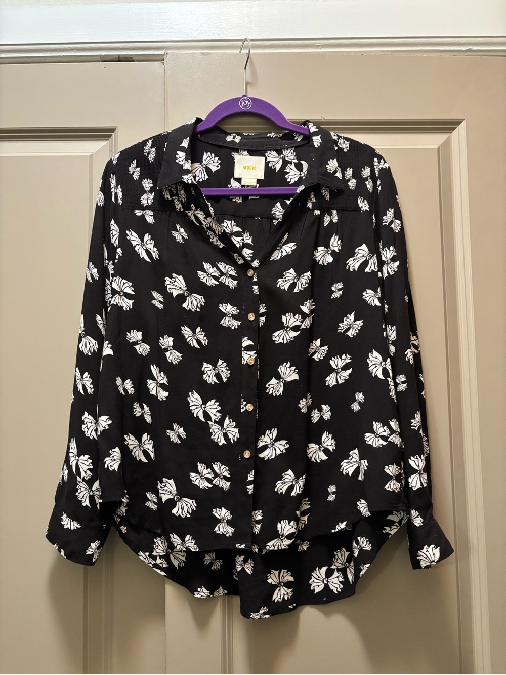 Maeve Black and White Button Down
